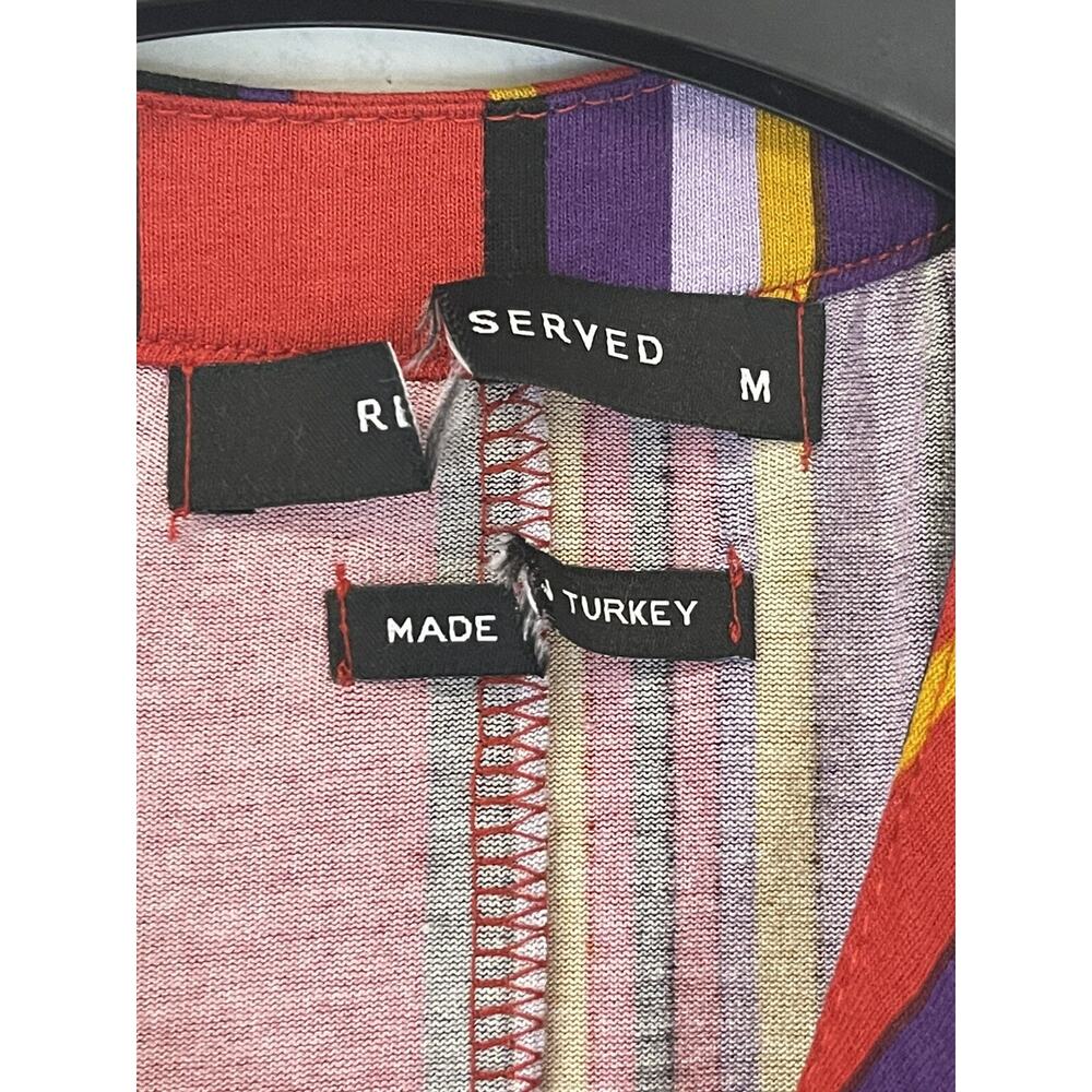 Reserved Shirt Dress Womens Medium A Line Striped Color Block Red N184 - Picture 2 of 9